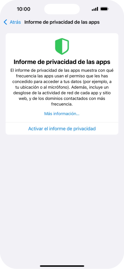 Pulsa Activar el informe de privacidad para activar la función. Pulsa Activar el informe de privacidad para activar la función.