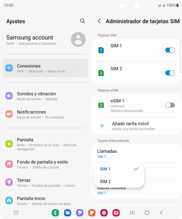 Pulsa la tarjeta SIM deseada. Pulsa la tarjeta SIM deseada.