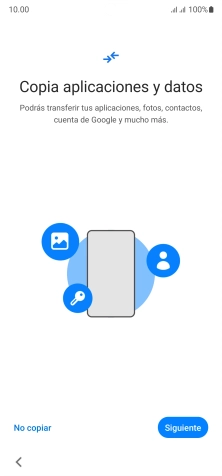 Puedes transferir el contenido de otro teléfono cuando activas tu teléfono por primera vez y cuando lo has restablecido. Cuando aparezca en la pantalla del teléfono esta imagen, ya está listo para la transmisión del contenido del otro teléfono. Puedes transferir el contenido de otro teléfono cuando activas tu teléfono por primera vez y cuando lo has restablecido. Cuando aparezca en la pantalla del teléfono esta imagen, ya está listo para la transmisión del contenido del otro teléfono.