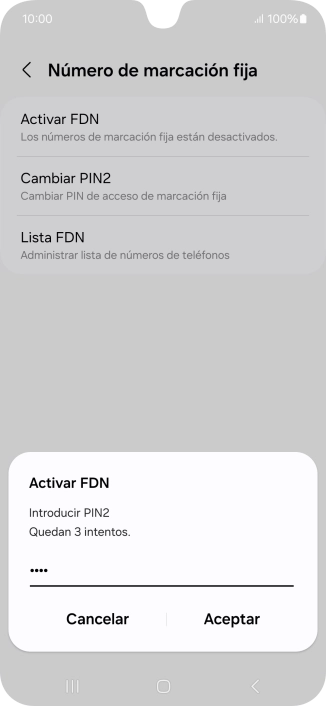 Introduce el código PIN2 y pulsa Aceptar. Introduce el código PIN2 y pulsa Aceptar.