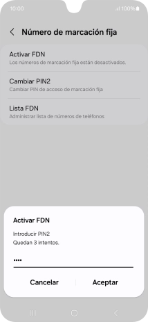Introduce el código PIN2 y pulsa Aceptar. Introduce el código PIN2 y pulsa Aceptar.