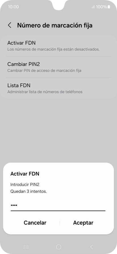 Introduce el código PIN2 y pulsa Aceptar. Introduce el código PIN2 y pulsa Aceptar.