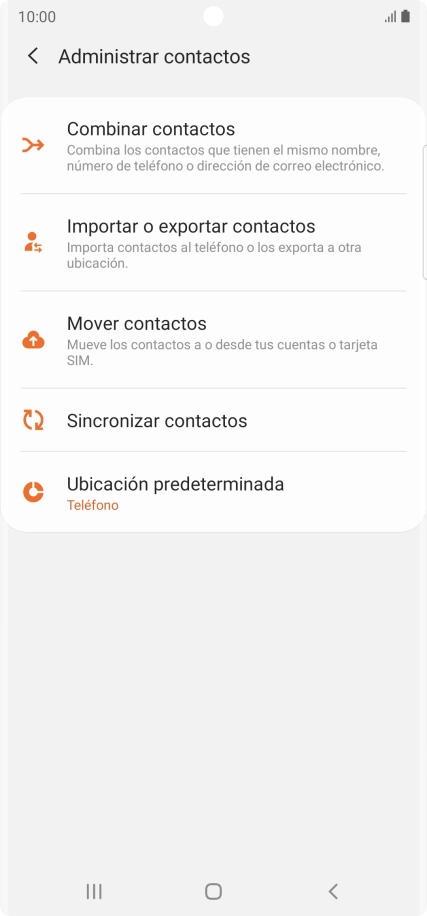 Pulsa Importar o exportar contactos.