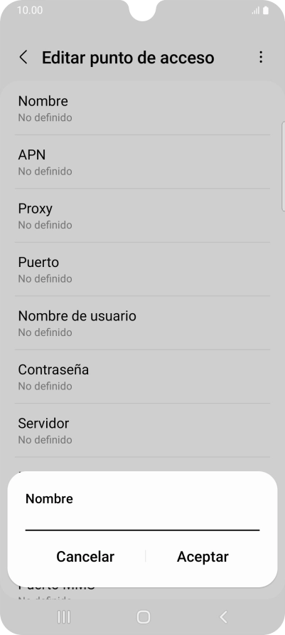 Introduce Vodafone Internet y pulsa Aceptar.