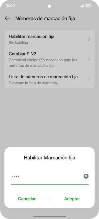 Introduce el código PIN2 y pulsa Aceptar. Introduce el código PIN2 y pulsa Aceptar.
