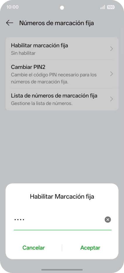 Introduce el código PIN2 y pulsa Aceptar. Introduce el código PIN2 y pulsa Aceptar.