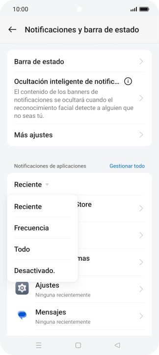 Pulsa el ajuste deseado. Pulsa el ajuste deseado.