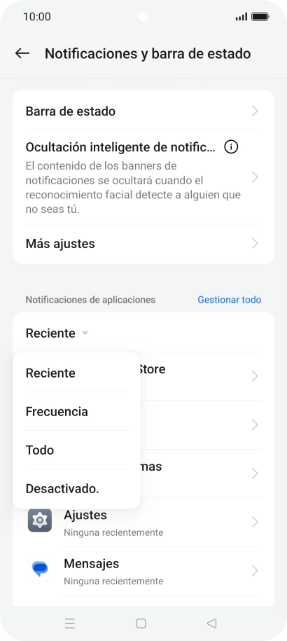 Pulsa el ajuste deseado. Pulsa el ajuste deseado.
