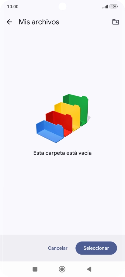 Si deseas crear una nueva carpeta, pulsa el icono de nueva carpeta y sigue las indicaciones de la pantalla para crearla. Si deseas crear una nueva carpeta, pulsa el icono de nueva carpeta y sigue las indicaciones de la pantalla para crearla.