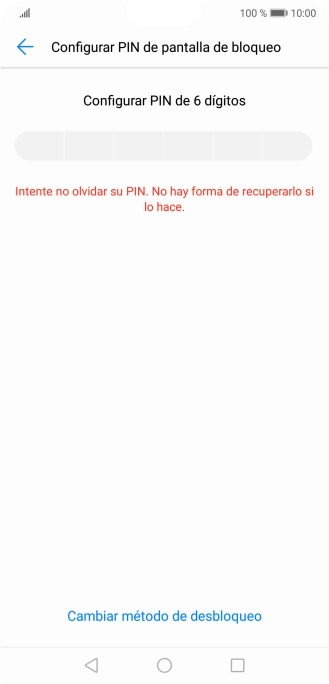 Pulsa Cambiar método de desbloqueo. Pulsa Cambiar método de desbloqueo.