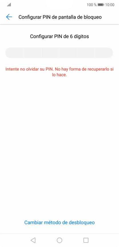Pulsa Cambiar método de desbloqueo. Pulsa Cambiar método de desbloqueo.