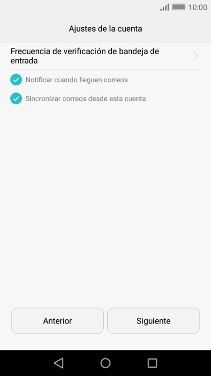 Pulsa Frecuencia de verificación de bandeja de entrada. Pulsa Frecuencia de verificación de bandeja de entrada.