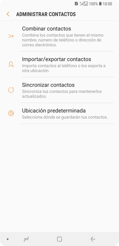 Pulsa Importar/exportar contactos. Pulsa Importar/exportar contactos.