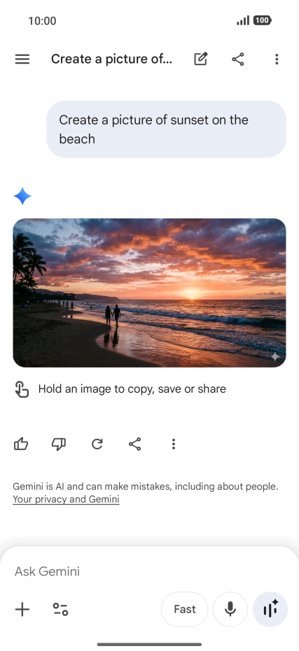You can also ask Gemini to generate a picture based on your description.