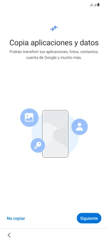 Puedes transferir el contenido de otro teléfono cuando activas tu teléfono por primera vez y cuando lo has restablecido. Cuando aparezca en la pantalla del teléfono esta imagen, ya está listo para la transmisión del contenido del otro teléfono. Puedes transferir el contenido de otro teléfono cuando activas tu teléfono por primera vez y cuando lo has restablecido. Cuando aparezca en la pantalla del teléfono esta imagen, ya está listo para la transmisión del contenido del otro teléfono.