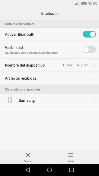 Pulsa el dispositivo Bluetooth deseado y sigue las indicaciones de la pantalla para vincular el dispositivo al teléfono. Pulsa el dispositivo Bluetooth deseado y sigue las indicaciones de la pantalla para vincular el dispositivo al teléfono.
