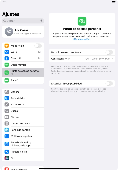 Pulsa Contraseña Wi-Fi e introduce una contraseña. Pulsa Contraseña Wi-Fi e introduce una contraseña.