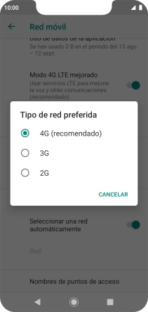 Pulsa el tipo de red deseado. Pulsa el tipo de red deseado.