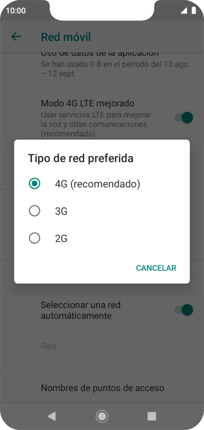 Pulsa el tipo de red deseado. Pulsa el tipo de red deseado.