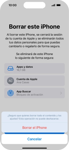 Pulsa Borrar el iPhone.