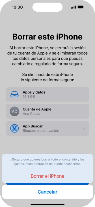 Pulsa Borrar el iPhone.