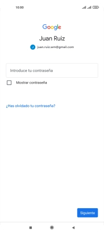 Pulsa Introduce tu contraseña e introduce la contraseña de tu cuenta de Google. Pulsa Introduce tu contraseña e introduce la contraseña de tu cuenta de Google.