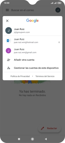 Pulsa la cuenta de correo electrónico deseada. Pulsa la cuenta de correo electrónico deseada.