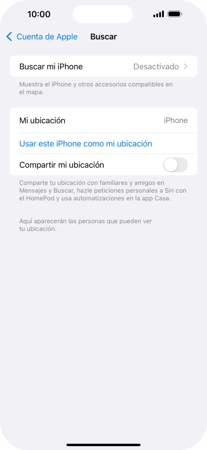 Pulsa Buscar mi iPhone. Pulsa Buscar mi iPhone.