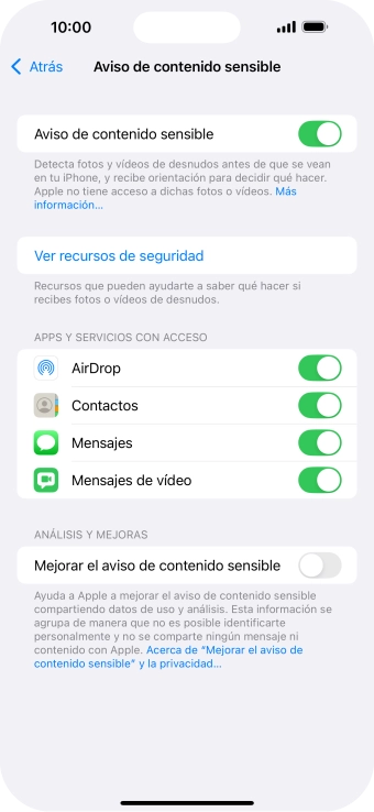 Pulsa el indicador junto a las aplicaciones deseadas para activar o desactivar la función. Pulsa el indicador junto a las aplicaciones deseadas para activar o desactivar la función.