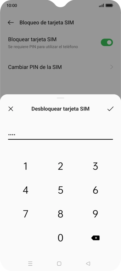 Introduce el código PIN y pulsa el icono de aceptar. Introduce el código PIN y pulsa el icono de aceptar.