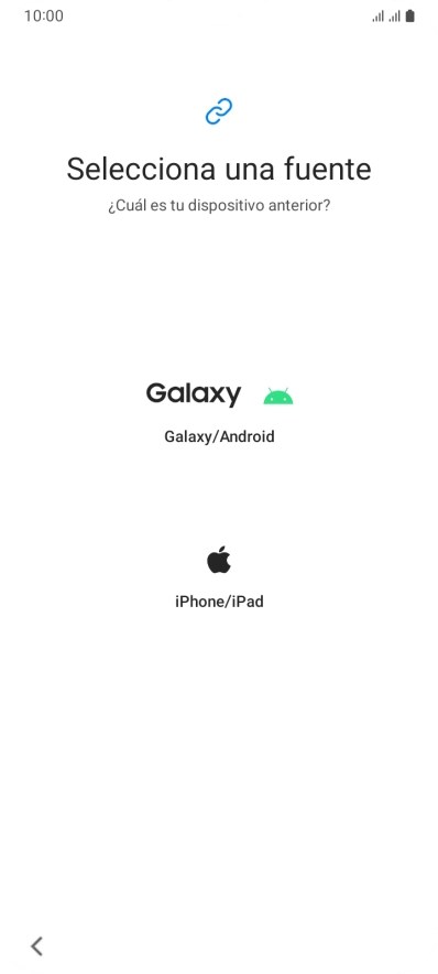 Pulsa el ajuste deseado y sigue las instrucciones de la pantalla para transferir el contenido del otro teléfono. Pulsa el ajuste deseado y sigue las instrucciones de la pantalla para transferir el contenido del otro teléfono.