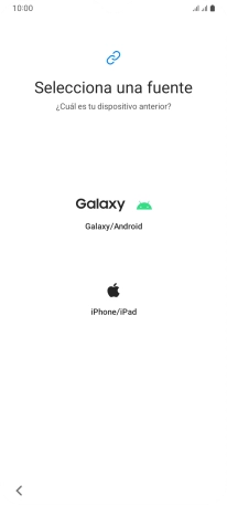 Pulsa el ajuste deseado y sigue las instrucciones de la pantalla para transferir el contenido del otro teléfono. Pulsa el ajuste deseado y sigue las instrucciones de la pantalla para transferir el contenido del otro teléfono.