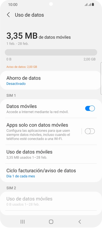 El consumo total de datos se visualiza ahora en la pantalla. El consumo total de datos se visualiza ahora en la pantalla.