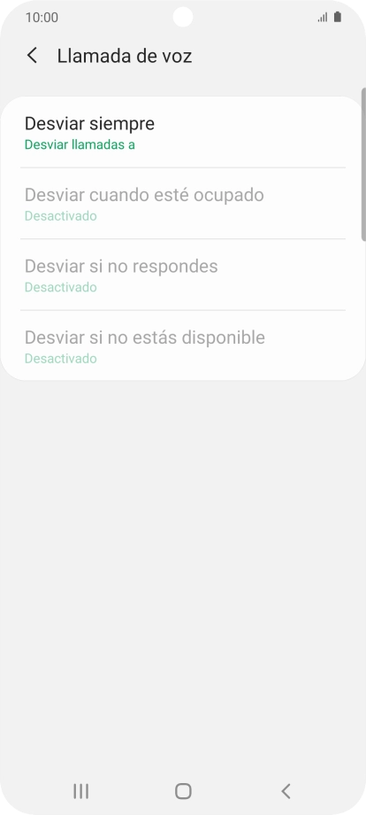 Pulsa el tipo de desvío deseado. Pulsa el tipo de desvío deseado.