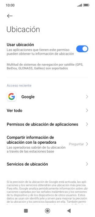 Pulsa Permisos de ubicación de aplicaciones. Pulsa Permisos de ubicación de aplicaciones.