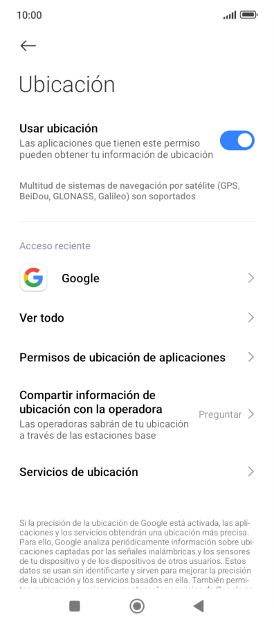 Pulsa Permisos de ubicación de aplicaciones. Pulsa Permisos de ubicación de aplicaciones.