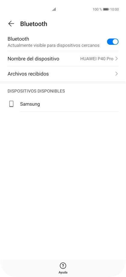 Pulsa el dispositivo Bluetooth deseado y sigue las indicaciones de la pantalla para vincular el dispositivo al teléfono. Pulsa el dispositivo Bluetooth deseado y sigue las indicaciones de la pantalla para vincular el dispositivo al teléfono.