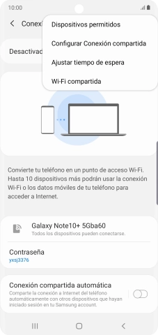 Pulsa Configurar Conexión compartida. Pulsa Configurar Conexión compartida.