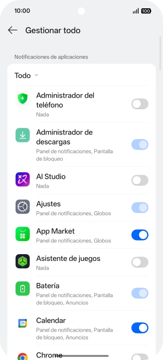 Pulsa el indicador junto a las apps deseadas para activar o desactivar la función. Pulsa el indicador junto a las apps deseadas para activar o desactivar la función.
