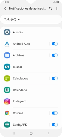 Pulsa el indicador junto a las apps deseadas para activar o desactivar la función.