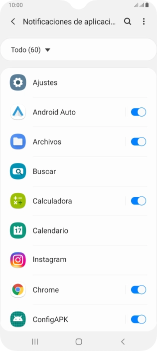 Pulsa el indicador junto a las apps deseadas para activar o desactivar la función.