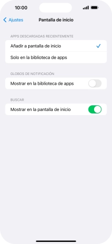 Para añadir nuevas apps descargadas a la pantalla de inicio y a la biblioteca de apps, pulsa Añadir a pantalla de inicio. Para añadir nuevas apps descargadas a la pantalla de inicio y a la biblioteca de apps, pulsa Añadir a pantalla de inicio.
