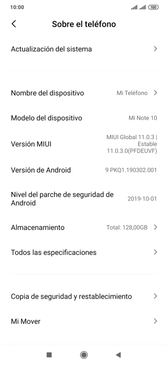 Pulsa Actualización del sistema. Si hay una versión de software nueva disponible, aparecerá ahora en la pantalla. Sigue las indicaciones de la pantalla para actualizar el software del teléfono.