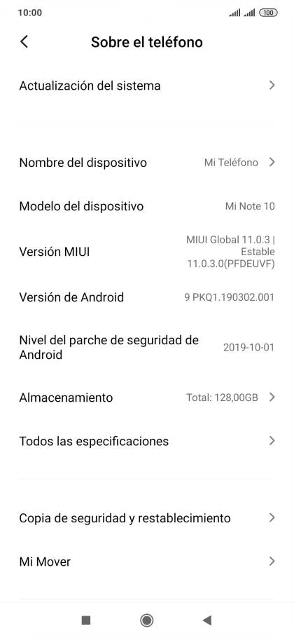 Pulsa Actualización del sistema. Si hay una versión de software nueva disponible, aparecerá ahora en la pantalla. Sigue las indicaciones de la pantalla para actualizar el software del teléfono.