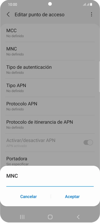 Introduce 01 y pulsa Aceptar.