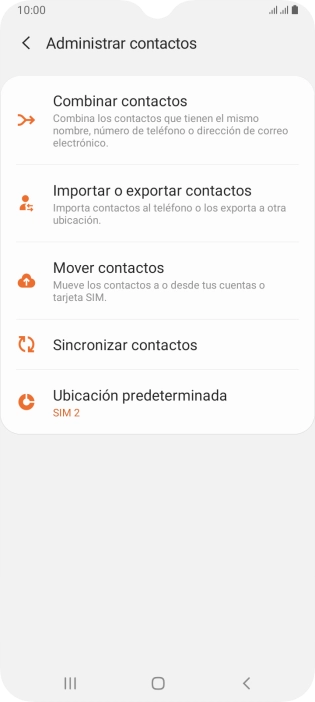Pulsa Importar o exportar contactos. Pulsa Importar o exportar contactos.