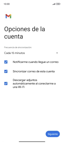 Si aparece en la pantalla esta imagen, tu cuenta de correo electrónico ha sido reconocida y configurada automáticamente. Sigue las indicaciones de la pantalla para introducir más información y terminar la configuración.