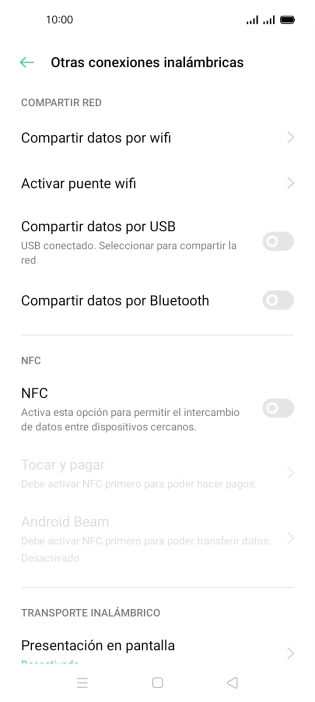 Pulsa Compartir datos por wifi.