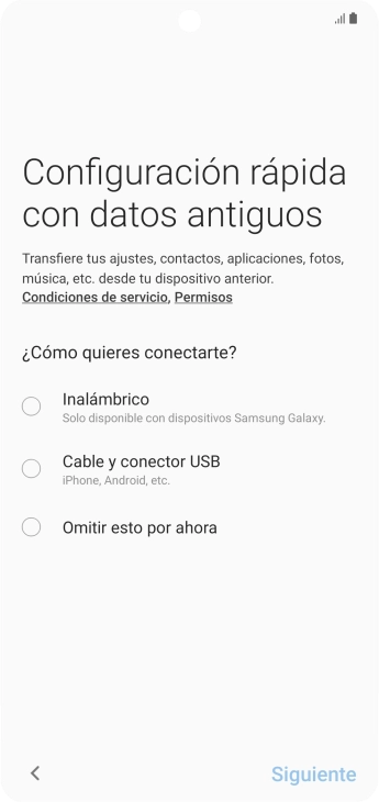 Puedes transferir el contenido de otro teléfono cuando activas tu teléfono por primera vez y cuando lo has restablecido. Cuando aparezca en la pantalla del teléfono esta imagen, ya está listo para la transmisión del contenido del otro teléfono. Puedes transferir el contenido de otro teléfono cuando activas tu teléfono por primera vez y cuando lo has restablecido. Cuando aparezca en la pantalla del teléfono esta imagen, ya está listo para la transmisión del contenido del otro teléfono.