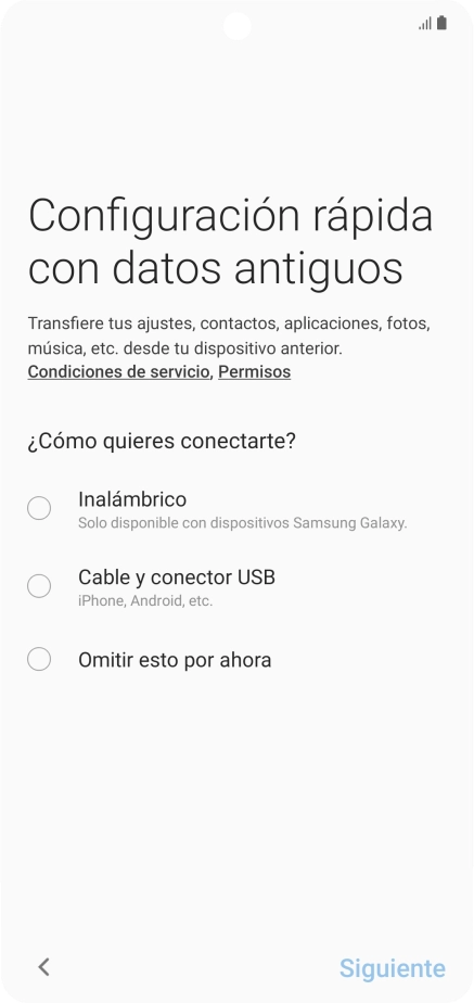 Puedes transferir el contenido de otro teléfono cuando activas tu teléfono por primera vez y cuando lo has restablecido. Cuando aparezca en la pantalla del teléfono esta imagen, ya está listo para la transmisión del contenido del otro teléfono. Puedes transferir el contenido de otro teléfono cuando activas tu teléfono por primera vez y cuando lo has restablecido. Cuando aparezca en la pantalla del teléfono esta imagen, ya está listo para la transmisión del contenido del otro teléfono.